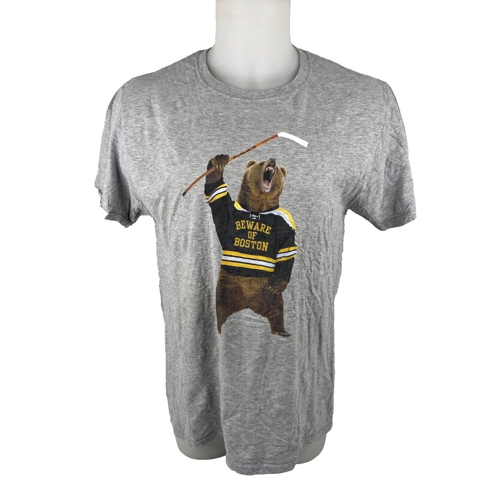 Boston Bruins Large Unisex T Shirt Chowdaheadz Beware Of Boston Bear Hockey